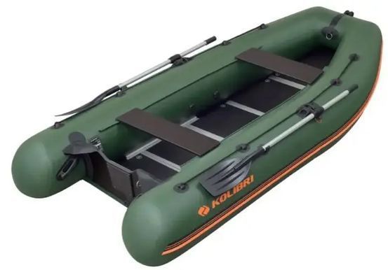 Kolibri KM-450DSL green motor keel inflatable boat + plywood pail