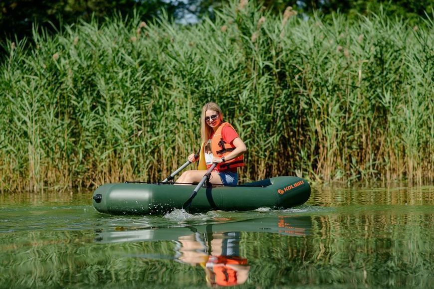 Kolibri K-190 green inflatable rowing boat, without deck