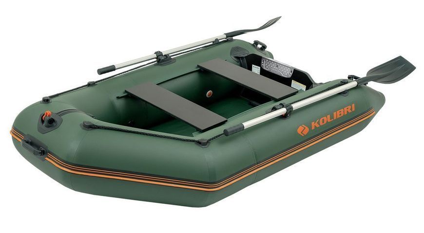 Embarcaci&oacute;n neum&aacute;tica a motor Kolibri KM-245 verde, sin cubierta