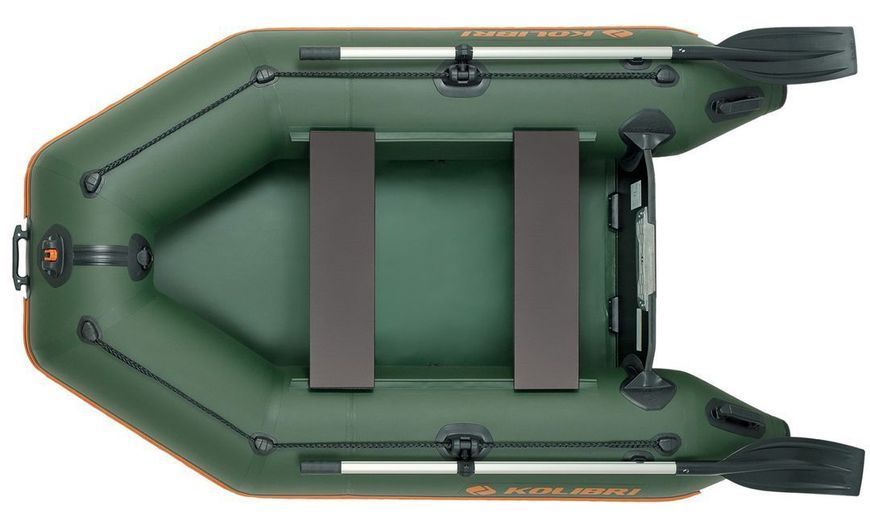 Embarcaci&oacute;n neum&aacute;tica a motor Kolibri KM-245 verde, sin cubierta