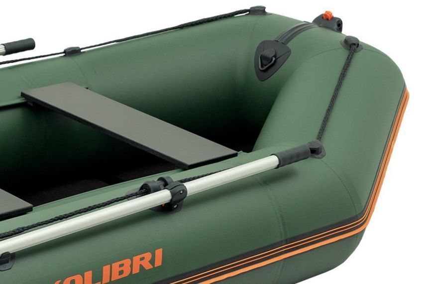 Kolibri KM-260D Profi, bateau pneumatique &agrave; quille motoris&eacute;e vert avec plancher repliable