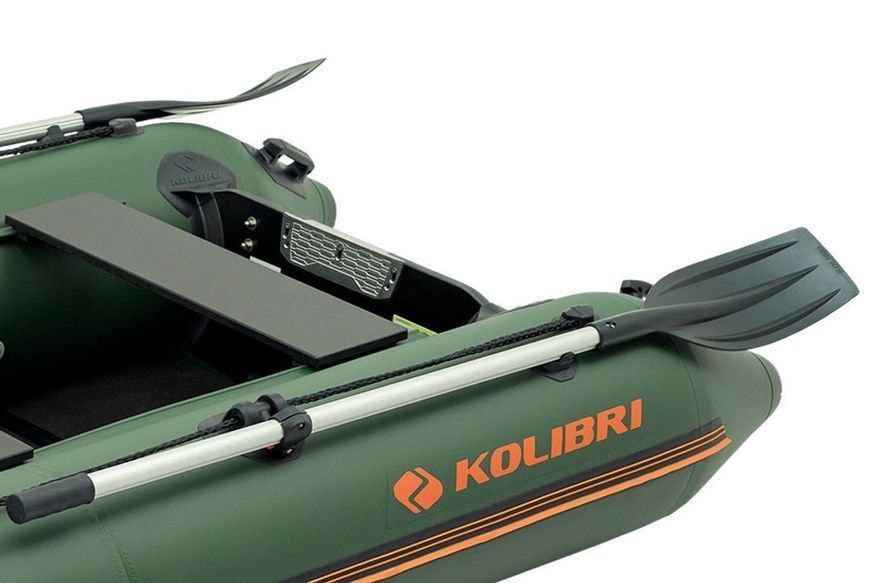 Kolibri KM-260D Profi, bateau pneumatique &agrave; quille motoris&eacute;e vert avec plancher repliable