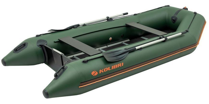 Kolibri KM-360D Profi green motor keel inflatable boat + plywood deck