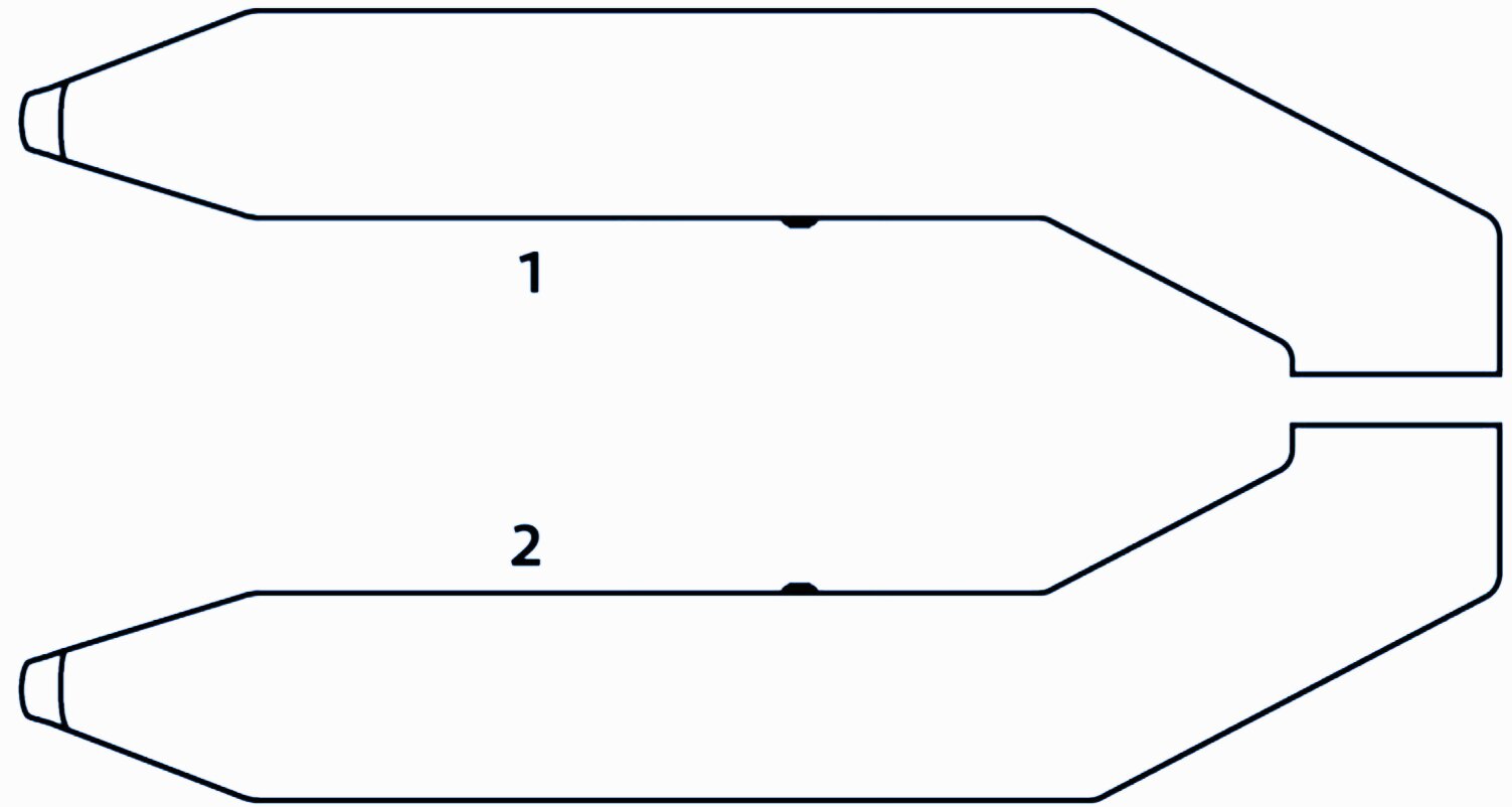 Diagram of compartments of the Kolibri KM-200 inflatable boat
