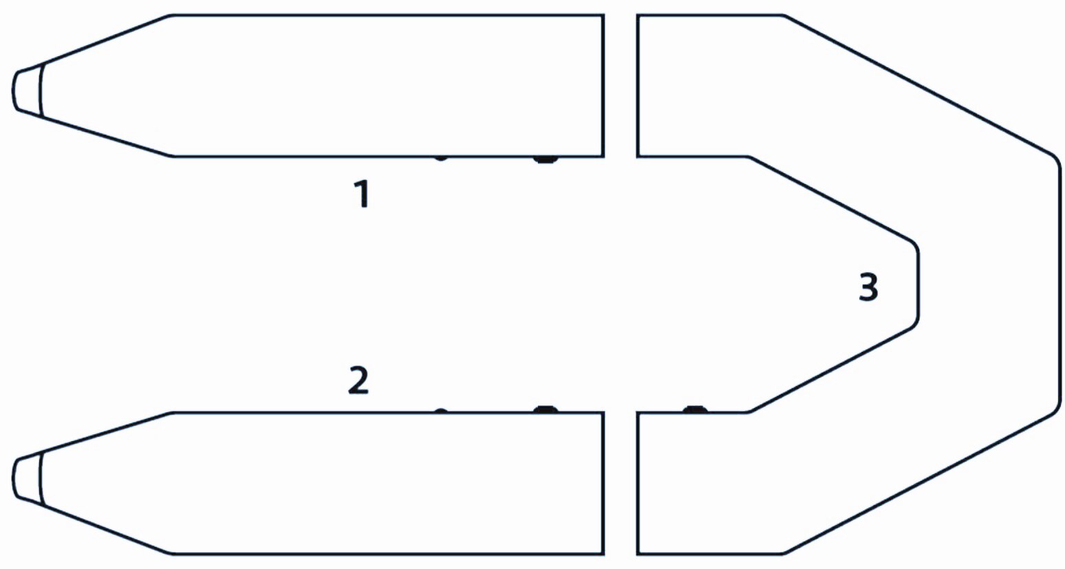 Compartment diagram of the Kolibri KM-330 inflatable boat