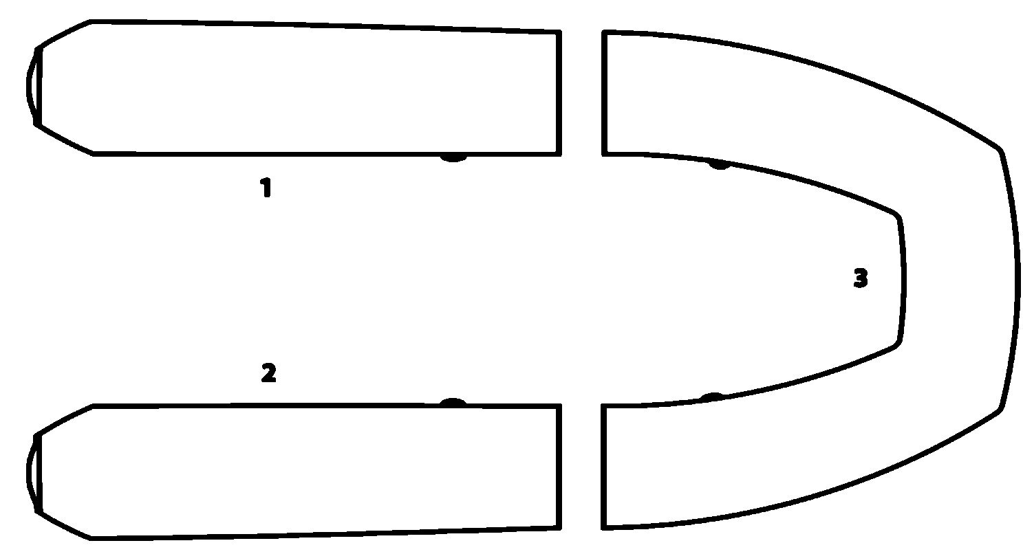 Compartment diagram of the Kolibri KM-330XL inflatable motor boat